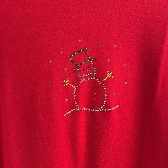 Wish For Joy Ladies Rhinestone Snowman Top, Size 16-18W, Red, Plus Size - Picture 3 of 5
